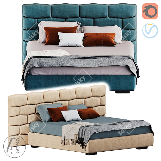 Comfy Braided Bed: Soft and Stylish 3D model image 1