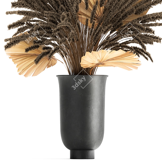Reed Elegance: Decorative Dry Flower Bouquet 3D model image 2