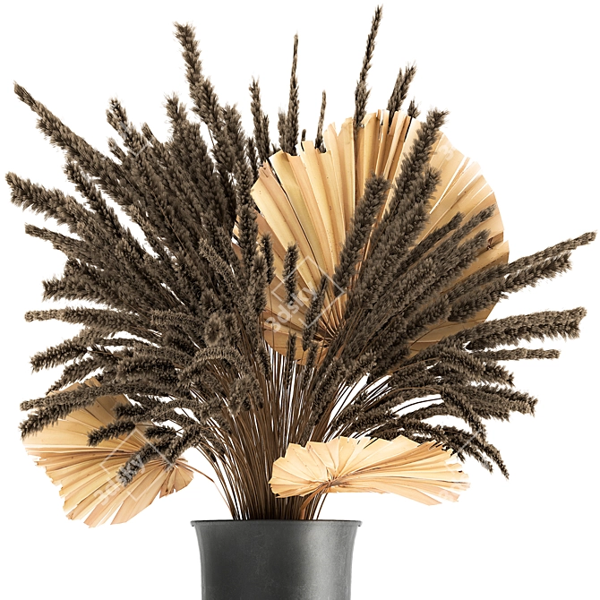 Reed Elegance: Decorative Dry Flower Bouquet 3D model image 3