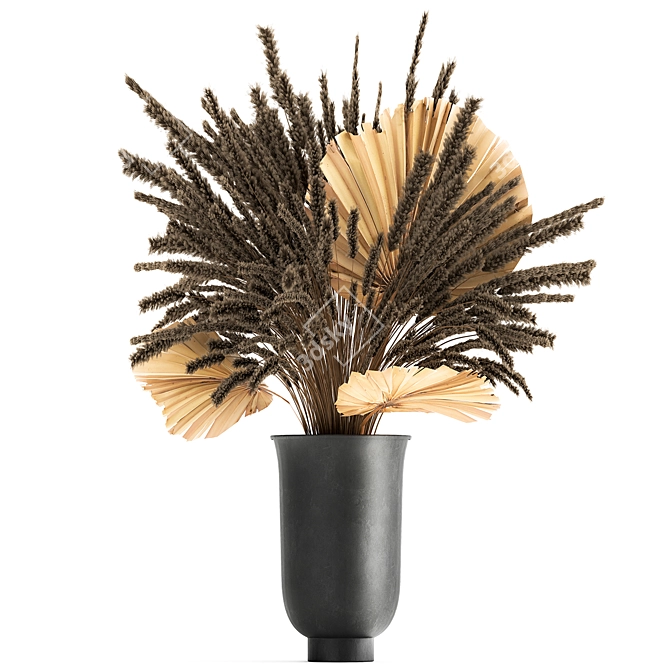 Reed Elegance: Decorative Dry Flower Bouquet 3D model image 5