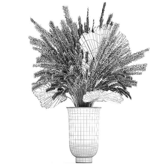 Reed Elegance: Decorative Dry Flower Bouquet 3D model image 6