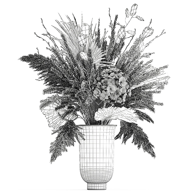 Dried Flower Bouquet in Menu Cyclades Vase 3D model image 6