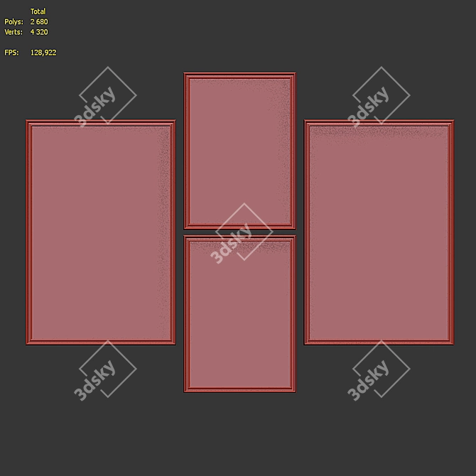 Modern 4-Piece Architectural Picture Frame Set 3D model image 7