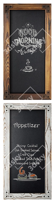  Rustic Wood Frame Chalkboard Set 3D model image 2