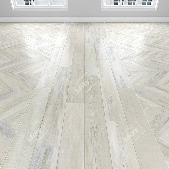 Premium Parquet Oak Flooring: Herringbone, Linear, Chevron 3D model image 1