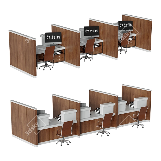 Modern Bank Counter 2015 3D model image 1