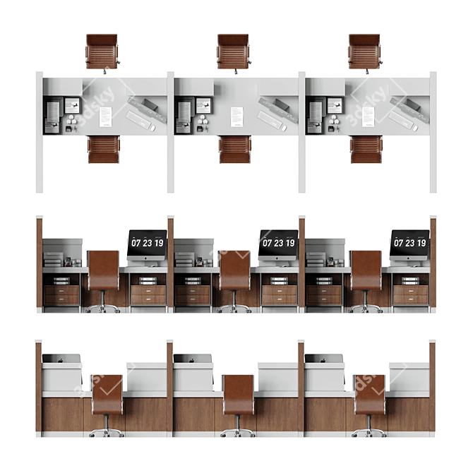 Modern Bank Counter 2015 3D model image 3