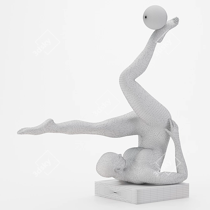 Yoga People Sculpture Set - Artistic Home Decor 3D model image 1