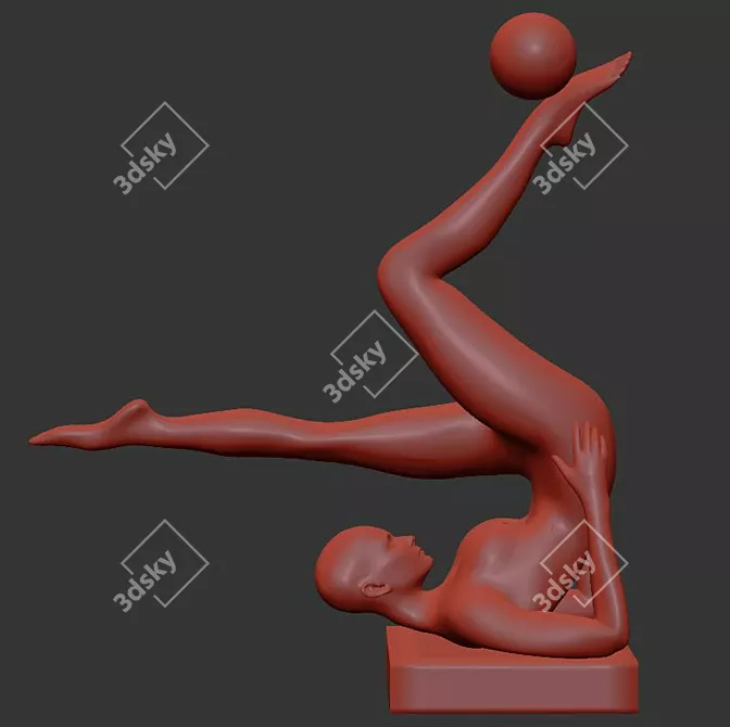 Yoga People Sculpture Set - Artistic Home Decor 3D model image 6