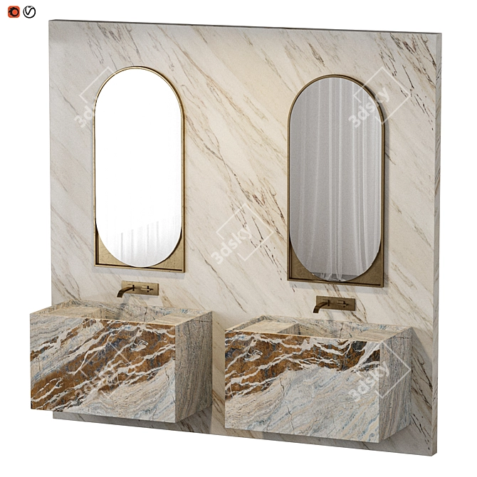 Stylish Bathroom Decor Set 3D model image 1