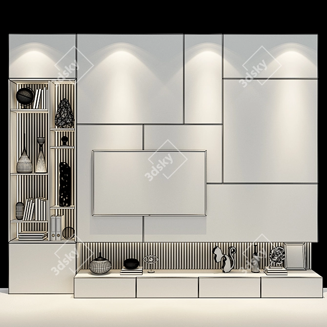 Modern TV Wall Set 162 3D model image 2