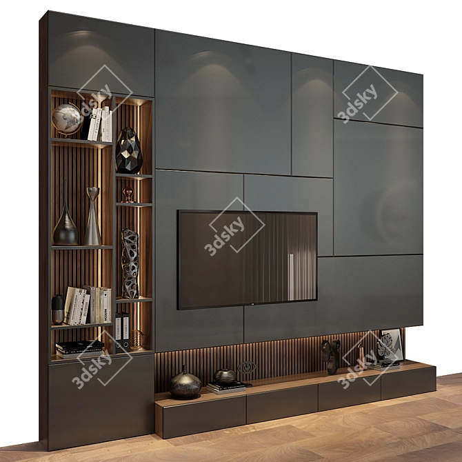 Modern TV Wall Set 162 3D model image 3