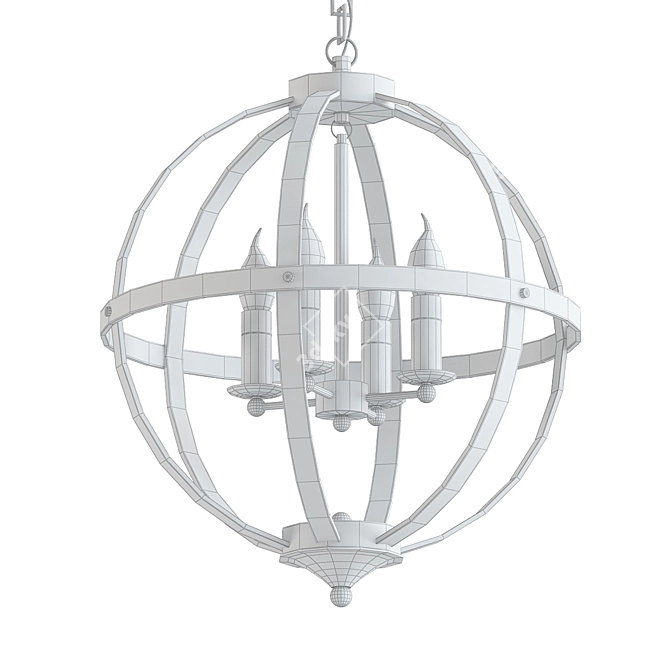 Luxury French Gold Pendant Light 3D model image 2