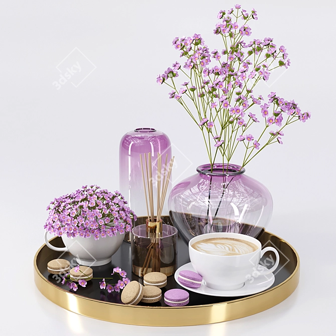 Elegant Decorative Tray Set 3D model image 1