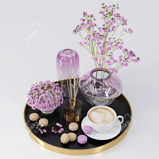 Elegant Decorative Tray Set 3D model image 2