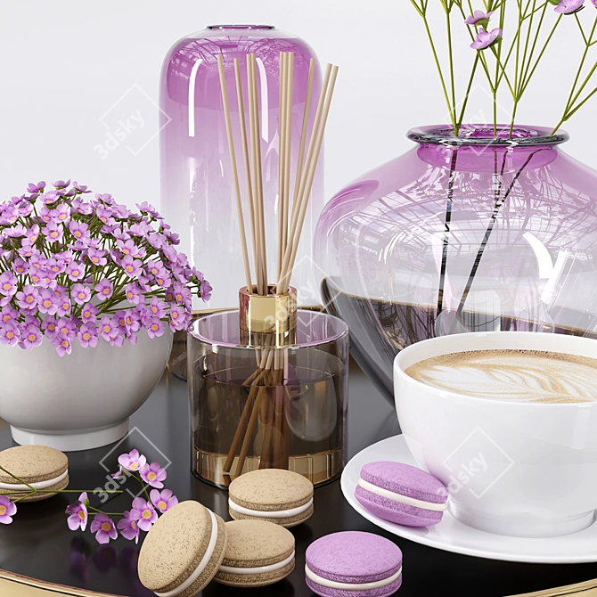 Elegant Decorative Tray Set 3D model image 3