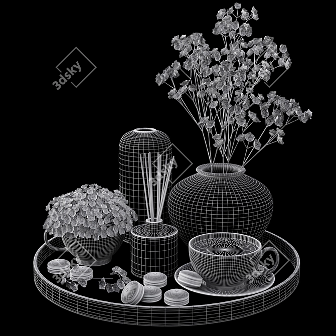 Elegant Decorative Tray Set 3D model image 4