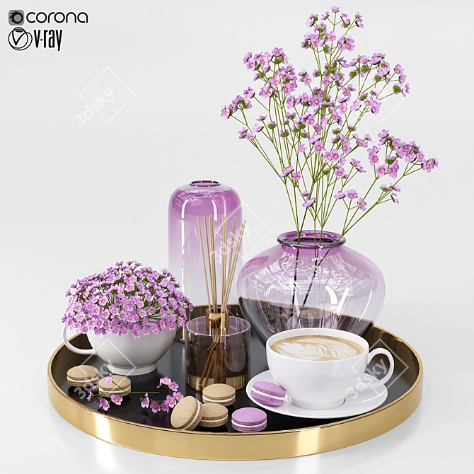 Elegant Decorative Tray Set 3D model image 5