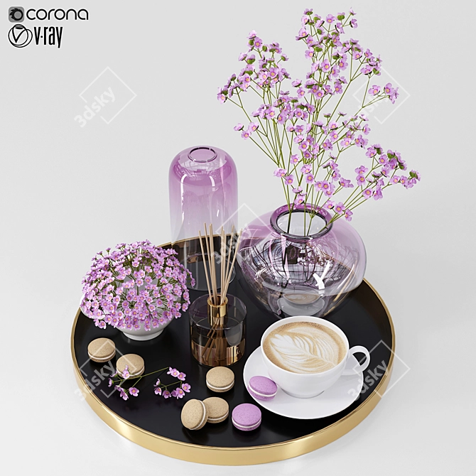 Elegant Decorative Tray Set 3D model image 6