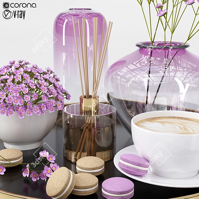 Elegant Decorative Tray Set 3D model image 7