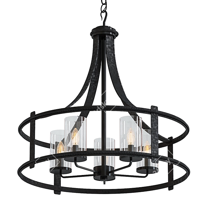 Palencia Chandelier: Artisan Pardo Wash 3D model image 3