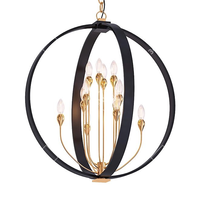 Elegant Aged Bronze Chandelier 3D model image 1