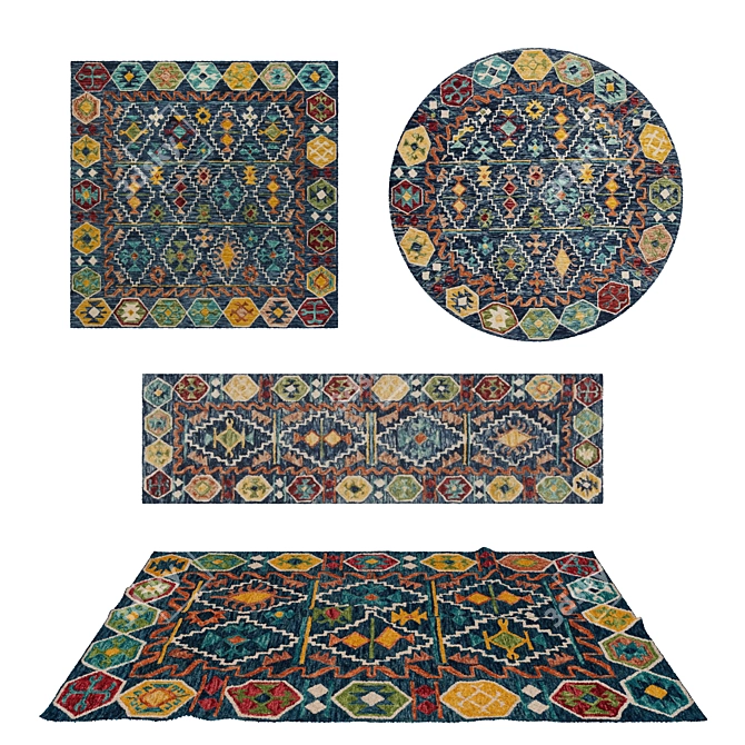 Versatile Set of 8 Rugs 3D model image 1