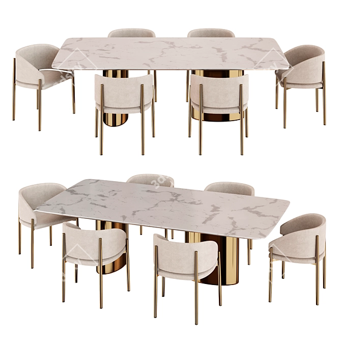 Elegant Dining Set 002 3D model image 2