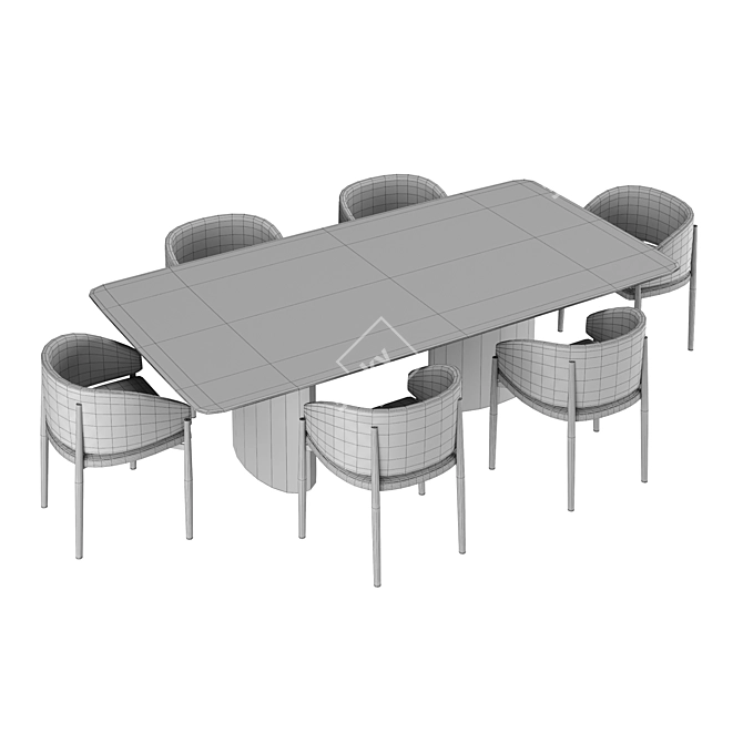 Elegant Dining Set 002 3D model image 3