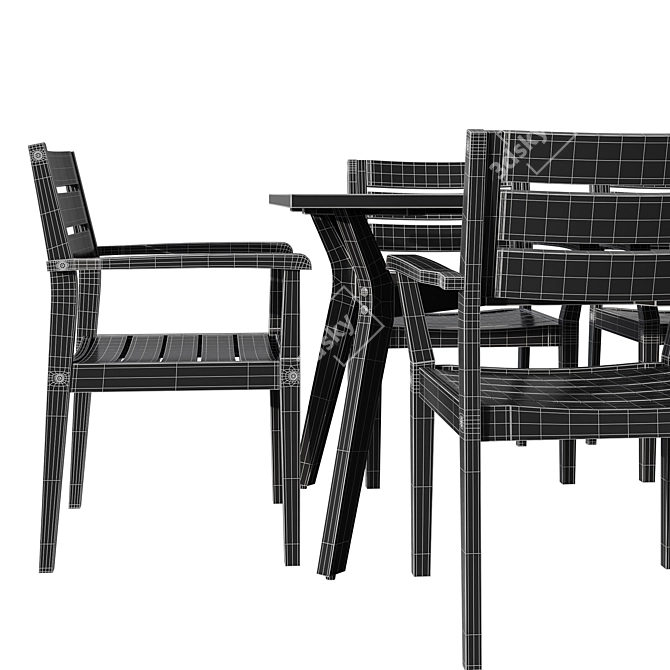 Modern Long Dining Set 3D model image 6