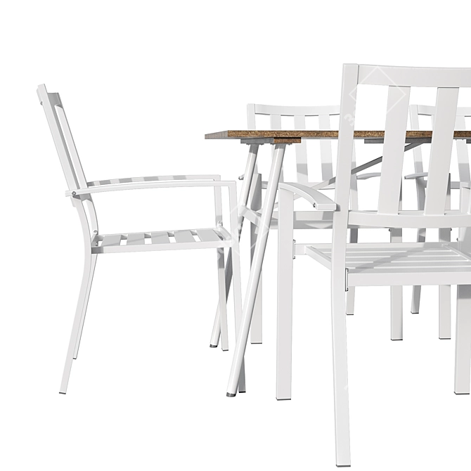 Modern 7-Piece Long Dining Set 3D model image 4