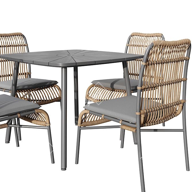 Modern Long 7-Piece Dining Set 3D model image 2