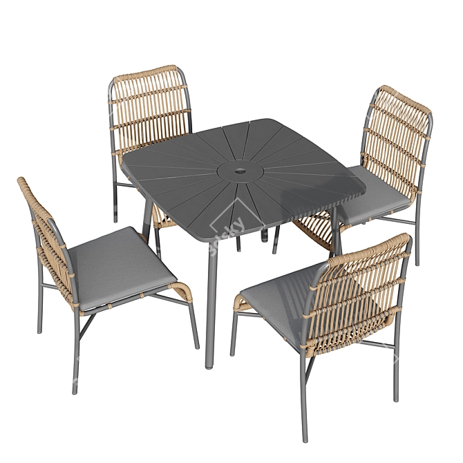 Modern Long 7-Piece Dining Set 3D model image 3