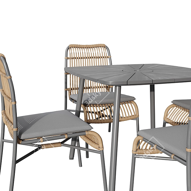 Modern Long 7-Piece Dining Set 3D model image 4