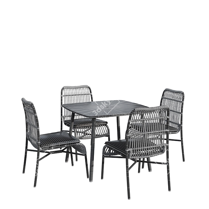 Modern Long 7-Piece Dining Set 3D model image 5