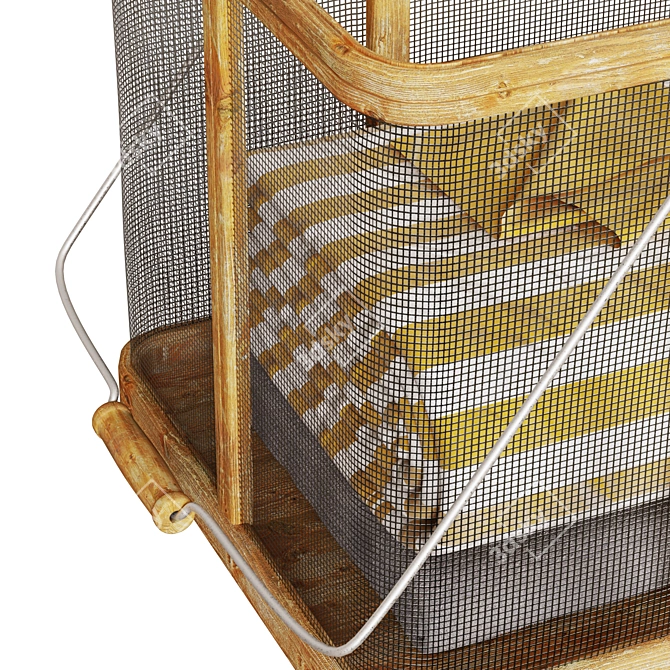 Rustic Wood Basket with Handles 3D model image 4