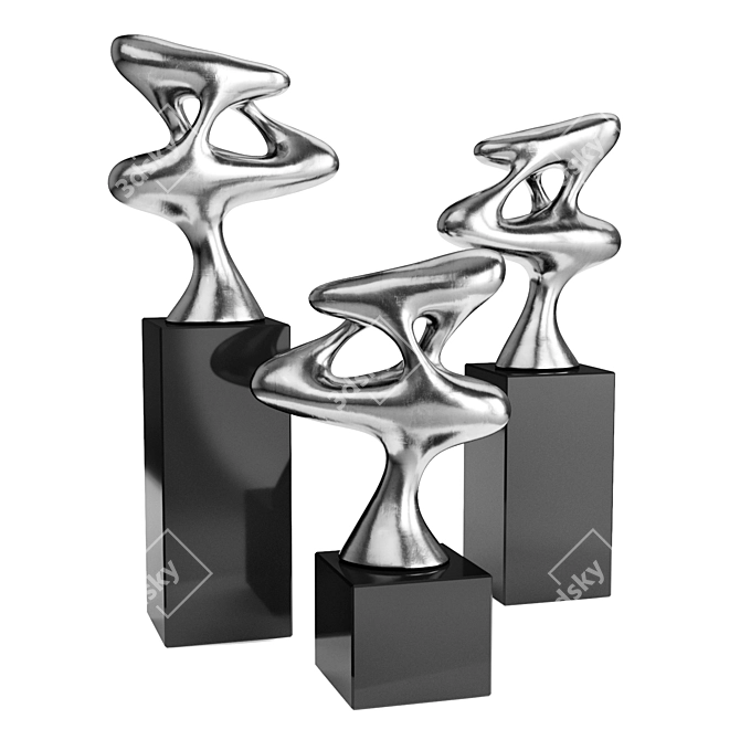 Bionic Chrome Abstract Figures 3D model image 2