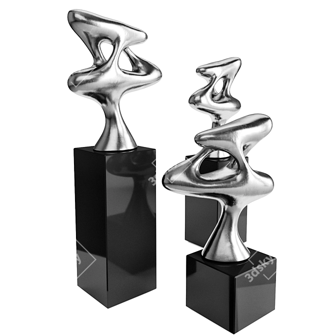 Bionic Chrome Abstract Figures 3D model image 4