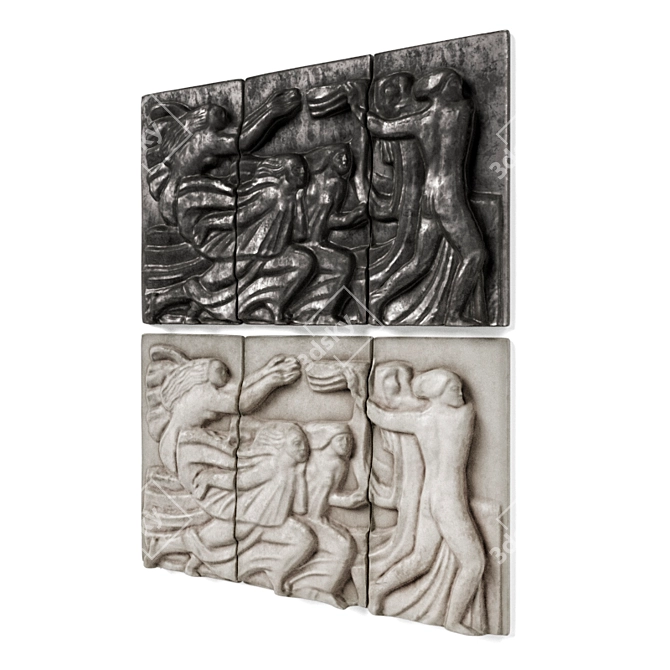 Elegant Art Deco Wall Panels 3D model image 4