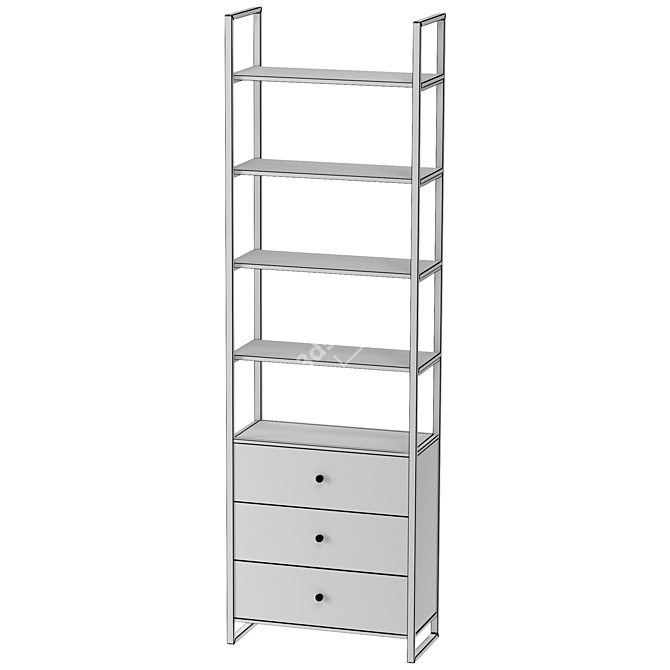 Retractable Shelving Unit: Space-Saving Design 3D model image 3