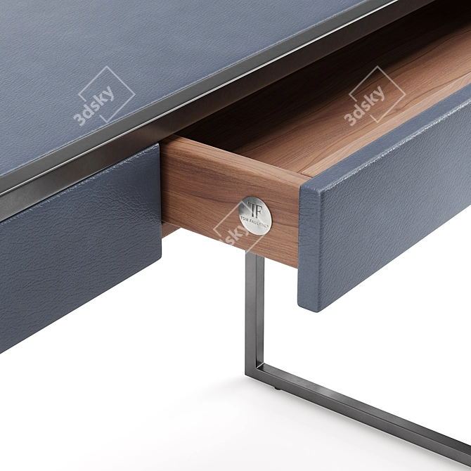 Sleek Metal & Leather Console 3D model image 2