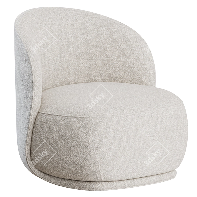 Elegant Bouclé Lounge Chair 3D model image 2