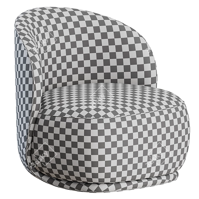 Elegant Bouclé Lounge Chair 3D model image 3