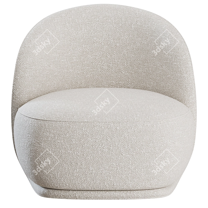 Elegant Bouclé Lounge Chair 3D model image 6