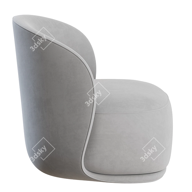 Elegant Bouclé Lounge Chair 3D model image 7
