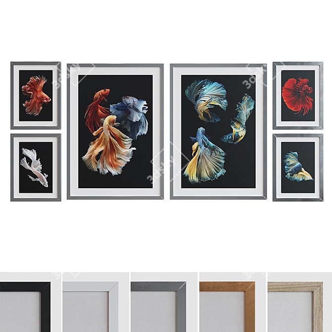 Aquarium Fish Picture Frame Set 3D model image 1