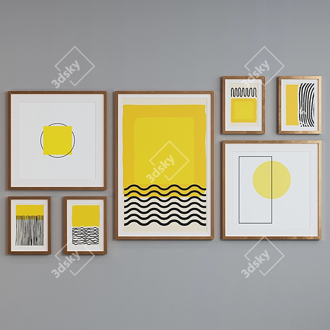 Modern Frame Set with Abstract Images 3D model image 2