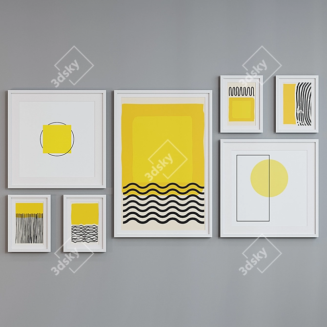 Modern Frame Set with Abstract Images 3D model image 4