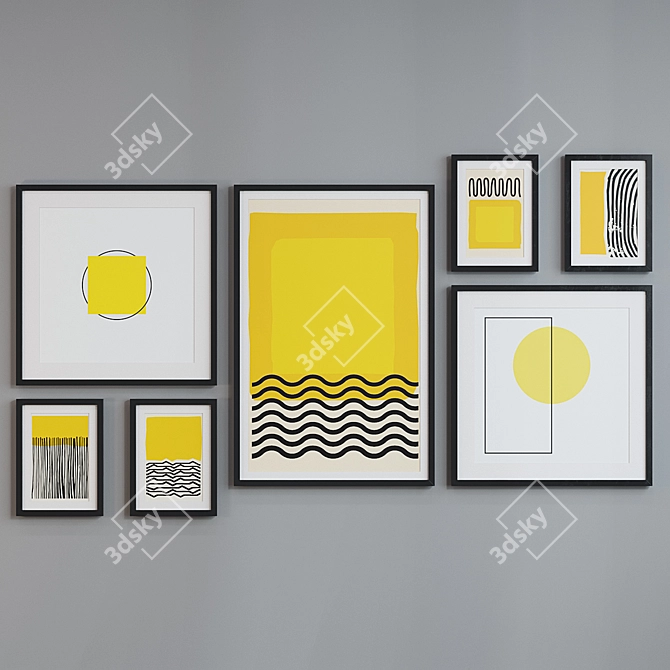 Modern Frame Set with Abstract Images 3D model image 5