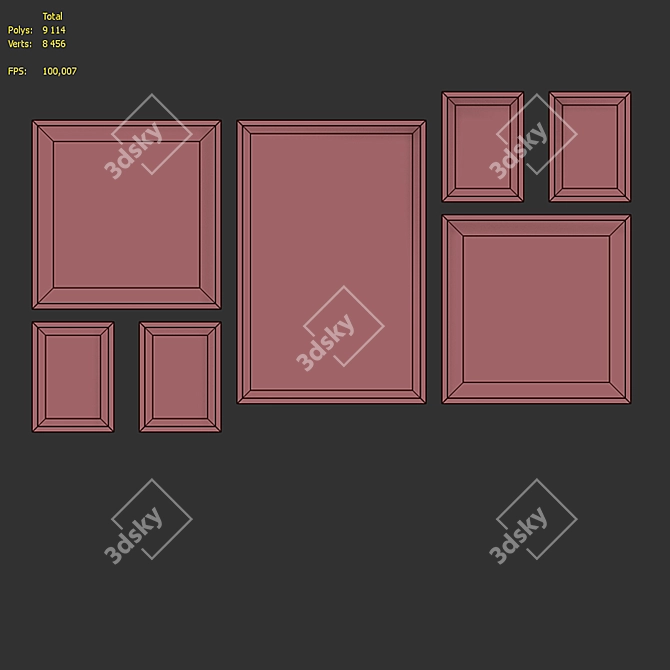 Modern Frame Set with Abstract Images 3D model image 7